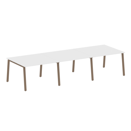 Стол для переговоров (3 столешницы) на А-образном м/к Metal System Style БА.ПРГ-3.2 3600x1235x750 (Белый/Мокко металл)
