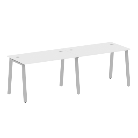 Рабочая станция на 2 рабочих места на А-образном м/к Metal System Style БА.СМ-2.2 2400x720x750 (Белый/Серый металл)