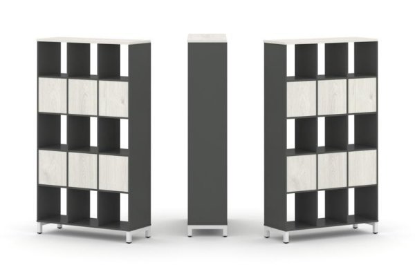 Набор стеллажа 2-х сторонний, 5 ярусов SN.NSD-531 (1121х400х1982) (Антрацит/Дуб Наварра/Металл Белый) Набор стеллажа 2-х сторонний, 5 ярусов SN.NSD-531 (1121х400х1982) (Антрацит/Дуб Наварра/Металл Белый)