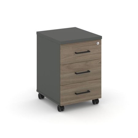 Тумба мобильная 3 ящика стандартные колеса SN.TM-002 (416х460х611) (Антрацит/Вяз Благородный)