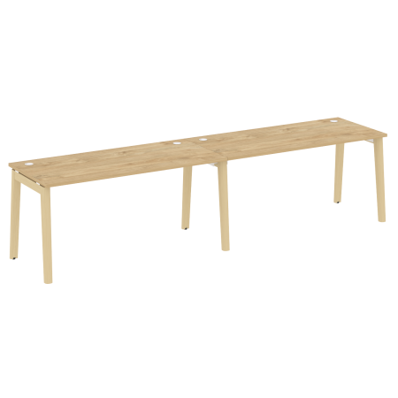 Рабочая станция на деревянных опорах Onix Wood OW.RS-2.4.7 3160x720x750 (Тиквуд Светлый/Дуб Светлый)