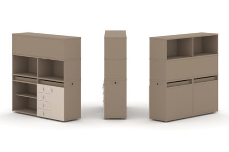 Тумба двойная + высокая надставка ES.NB.2V-10 (1500х410х1520) (Латте/Капучино)