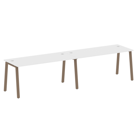 Рабочая станция на 2 рабочих места на А-образном м/к Metal System Style БА.СМ-2.4 3200x720x750 (Белый/Мокко металл)