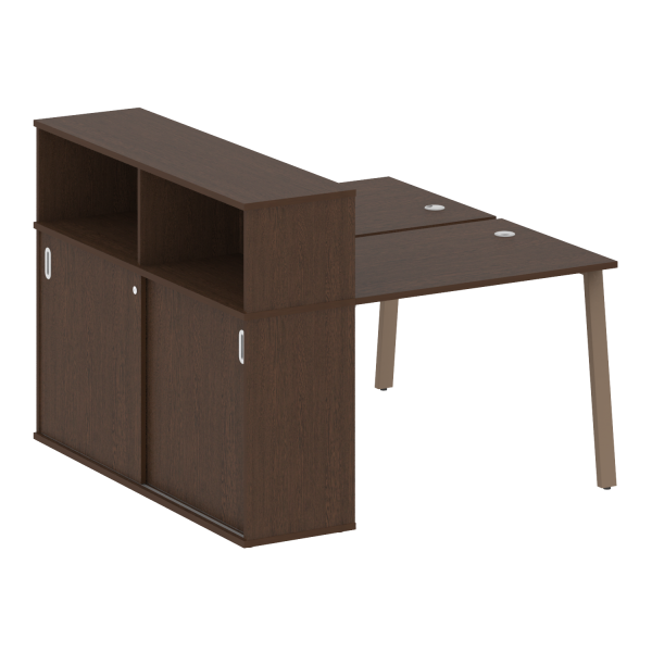 Рабочая станция с шкафом-купе на А-образном м/к Metal System Style БА.РС-СШК-2.1 Т 1410x1475x1098 (Венге Цаво/Мокко металл)