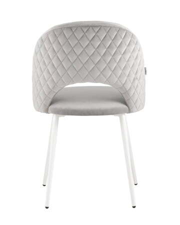 Стул Меган велюр с ромбами светло-серый белые ножки (Стул Меган светло-серый) Стул Меган велюр с ромбами светло-серый белые ножки (Стул Меган светло-серый)