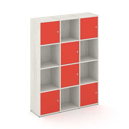 Стеллаж Locker Plus LK.K-006 1188x350x1593 (Дуб Наварра | Красный)