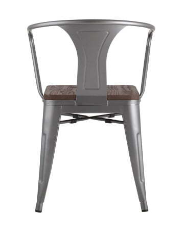 Стул TOLIX ARM WOOD с подлокотниками серебристый (Стул Tolix Arm Wood серебристый, матовый)