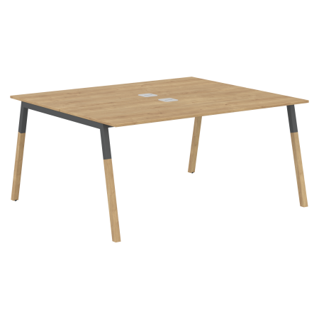 Двухместная рабочая станция Forta FWST 1513 1580x733x1370 (Дуб Гамильтон/Черный графит)