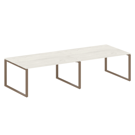 Переговорный стол 2 столешницы Metal System Style БО.ПРГ-2.4 3200x1235x750 (Дуб Наварра/Мокко металл)