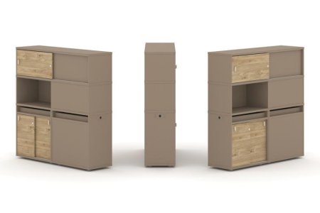 Тумба двойная + высокая надставка ES.NB.2V-33 (1500х410х1520) (Латте/Тиквуд Светлый)