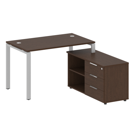 Рабочая станция с опорной тумбой правая Metal System Style БП.РС-СТС-2.2 Пр 1300x1520x750 (Венге Цаво/Серый металл)