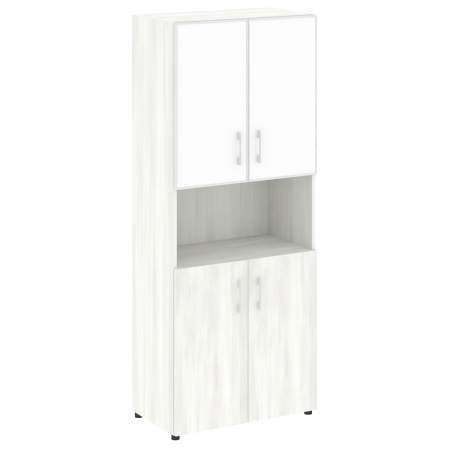 Шкаф для документов с нишей со стеклом белым LT.ST-1.4 R White (Снежная Патина)