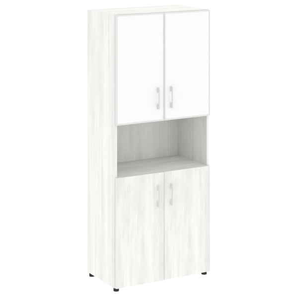 Шкаф для документов с нишей со стеклом белым LT.ST-1.4 R White (Снежная Патина) Шкаф для документов с нишей со стеклом белым LT.ST-1.4 R White (Снежная Патина)