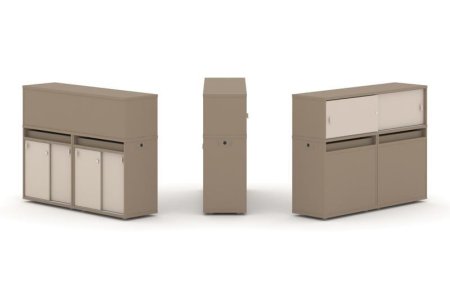 Тумба двойная + низкая надставка ES.NB.2N-6 (1500х410х1135) (Латте/Капучино)