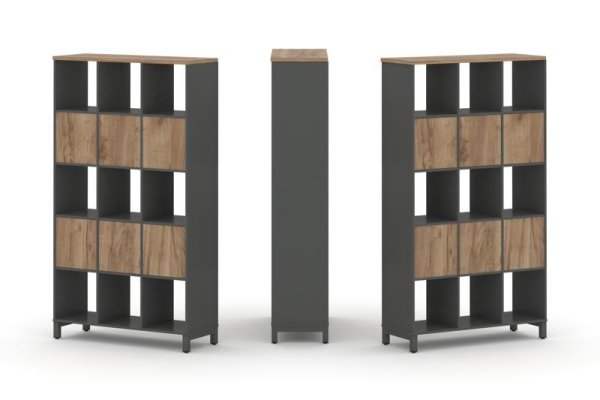 Набор стеллажа 2-х сторонний, 5 ярусов SN.NSD-531 (1121х400х1982) (Антрацит/Дуб Табак/Металл Антрацит) Набор стеллажа 2-х сторонний, 5 ярусов SN.NSD-531 (1121х400х1982) (Антрацит/Дуб Табак/Металл Антрацит)