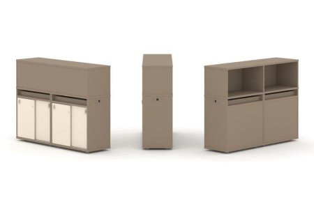 Тумба двойная + низкая надставка ES.NB.2N-5 (1500х410х1135) (Латте/Сатин)
