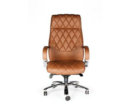 Кресло офисное / Бонд / сталь + хром / рыже-коричневая экокожа (Рыже-коричневый)