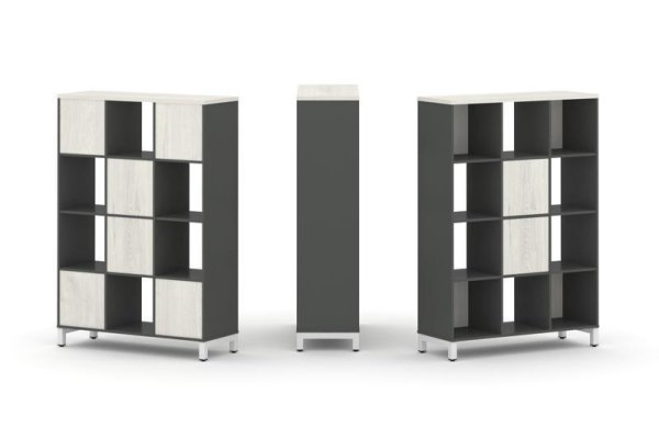 Набор стеллажа 1 сторонний, 4 яруса SN.NS-431 (1121х400х1615) (Антрацит/Дуб Наварра/Металл Белый) Набор стеллажа 1 сторонний, 4 яруса SN.NS-431 (1121х400х1615) (Антрацит/Дуб Наварра/Металл Белый)