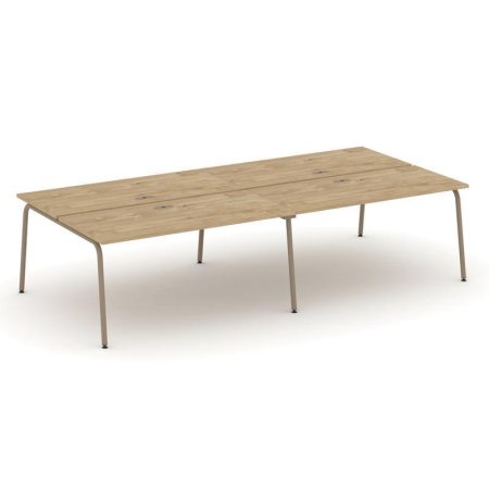 Рабочая станция 4 места ES.D.RS-4.4-LK (3160х1500х750) (Тиквуд Светлый/Металл Латте)
