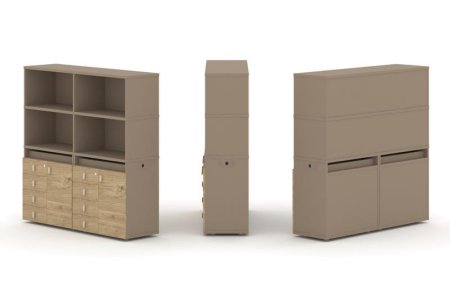 Тумба двойная + высокая надставка ES.NB.2V-4 (1500х410х1520) (Латте/Тиквуд Светлый)