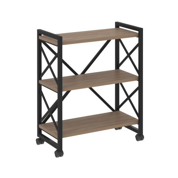 Стеллаж на колесных опорах-3 полки VR.L-MST.K-3.8 800x400x968 (Дуб Аризона/Черный металл)