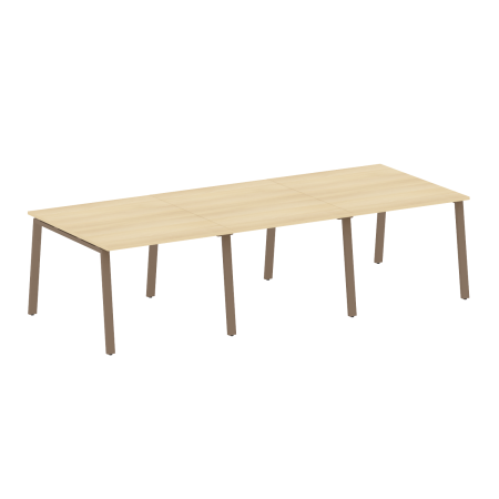 Стол для переговоров (3 столешницы) на А-образном м/к Metal System Style БА.ПРГ-3.1 3000x1235x750 (Акация/Мокко металл)