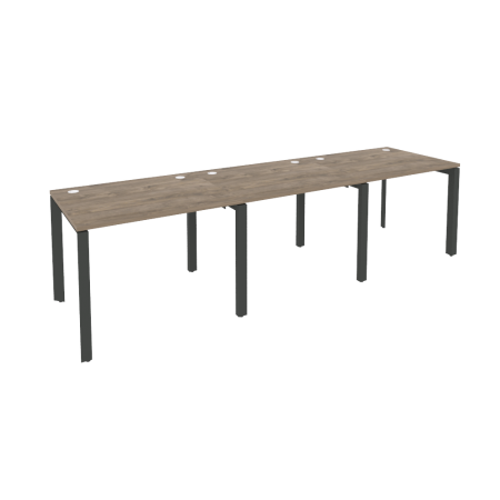 Рабочая станция на П-образном м/к Onix O.MP-RS-3.1.8 2940x800x750 (Тиквуд Темный/Черный металл)