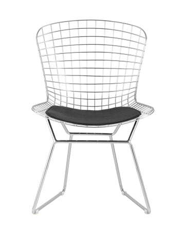 Стул обеденный Bertoia хромированный с черной подушкой (Стул кухонный Bertoia серебристый) Стул обеденный Bertoia хромированный с черной подушкой (Стул кухонный Bertoia серебристый)