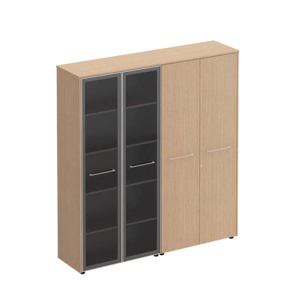 Шкаф комбинированный высокий (стекло + одежда) Reventon МЕ 357 1840x460x1960 (Зебрано песочный)