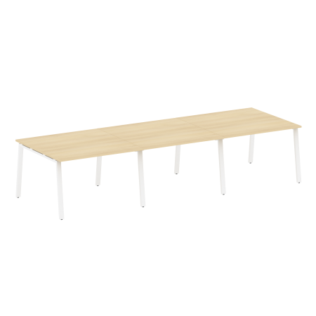 Стол для переговоров (3 столешницы) на А-образном м/к Metal System Style БА.ПРГ-3.2 3600x1235x750 (Акация/Белый металл)