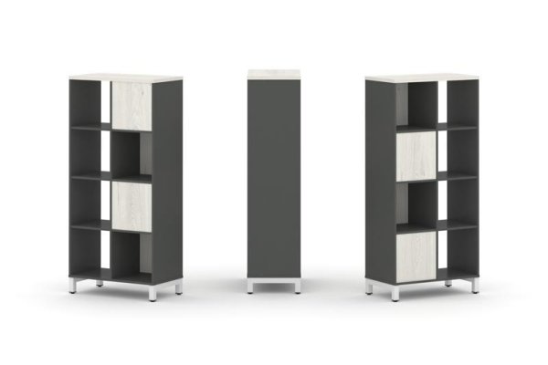 Набор стеллажа 2-х сторонний, 4 яруса SN.NSD-421 (754х400х1615) (Антрацит/Дуб Наварра/Металл Белый) Набор стеллажа 2-х сторонний, 4 яруса SN.NSD-421 (754х400х1615) (Антрацит/Дуб Наварра/Металл Белый)