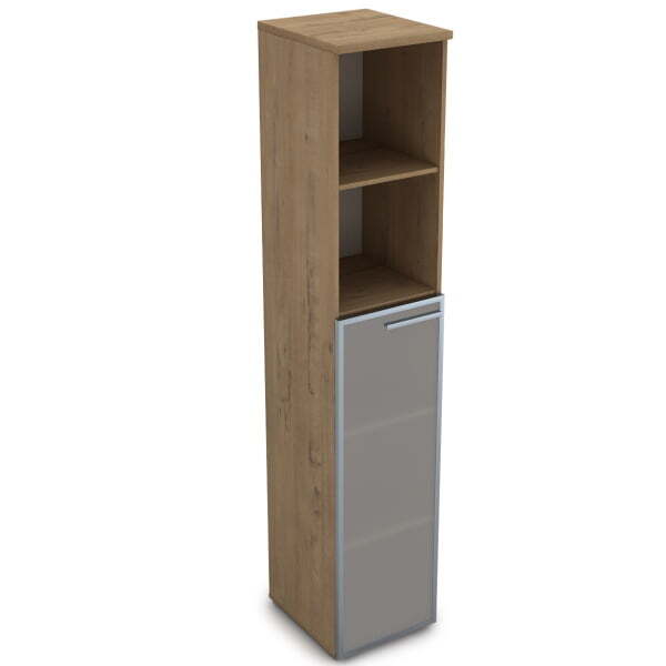 9ПП.005.15 Пенал высокий со стеклом и открытой полкой (400x450x2045), правый (Teakwood) 9ПП.005.15 Пенал высокий со стеклом и открытой полкой (400x450x2045), правый (Teakwood)