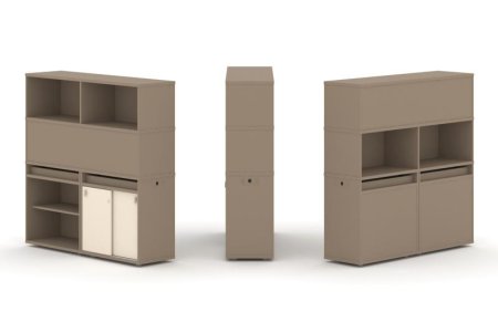 Тумба двойная + высокая надставка ES.NB.2V-13 (1500х410х1520) (Латте/Сатин)