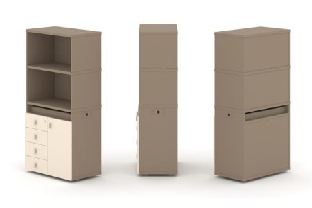 Тумба одиночная + высокая надставка ES.NB.1V-2 (750х410х1520) (Латте/Сатин)