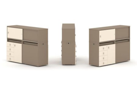 Тумба двойная + низкая надставка ES.NB.2N-18 (1500х410х1135) (Латте/Сатин)