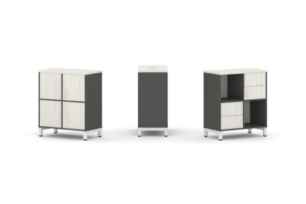 Набор стеллажа 1 сторонний, 2 яруса SN.NS-221 (754х400х881) (Антрацит/Дуб Наварра/Металл Белый) Набор стеллажа 1 сторонний, 2 яруса SN.NS-221 (754х400х881) (Антрацит/Дуб Наварра/Металл Белый)