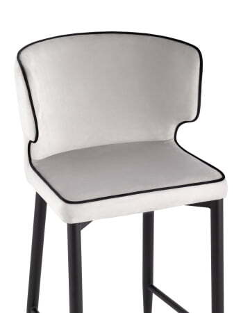 Стул полубарный Матео с кантом велюр светло-серый (Стул полубарный Матео светло-серый)