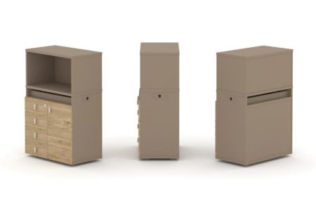 Тумба одиночная + низкая надставка ES.NB.1N-2 (750х410х1135) (Латте/Тиквуд Светлый)