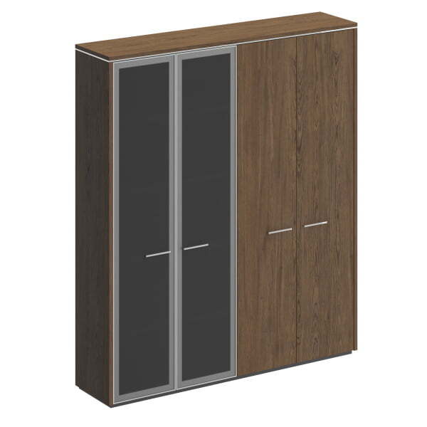 Шкаф комбинированный (для одежды + с высокими стеклянными дверями) Velar ВЛ 357 ДТ 1830x410x2120 (Дуб табачный)