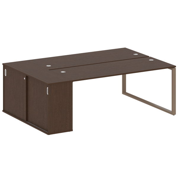 Рабочая станция с шкафом-купе на О-образном м/к Metal System Style БО.РС-СШК-1.5 Т 2210x1475x750 (Венге Цаво/Мокко металл)