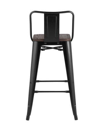 Стул полубарный TOLIX WOOD со спинкой черный глянцевый (Стул полубарный Tolix черный глянцевый)