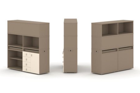 Тумба двойная + высокая надставка ES.NB.2V-10 (1500х410х1520) (Латте/Сатин)