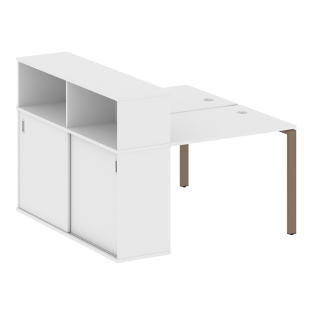 Рабочая станция с опорным шкафом-купе Metal System Style БП.РС-СШК-2.1 1410x1475x1098 (Белый/Мокко металл)