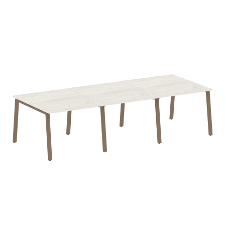 Стол для переговоров (3 столешницы) на А-образном м/к Metal System Style БА.ПРГ-3.1 3000x1235x750 (Дуб наварра/Мокко металл)