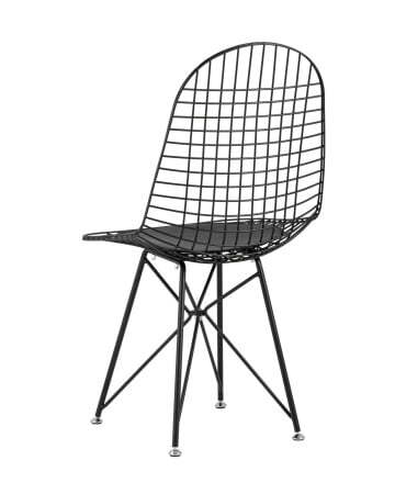 Стул обеденный Eiffel черный с черной подушкой (Стул кухонный Eiffel черный)