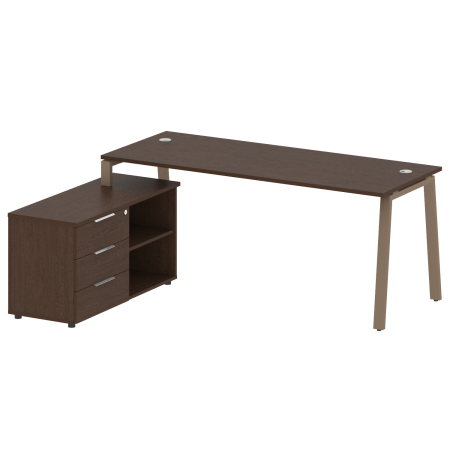 Рабочая станция с тумбой на А-образном м/к Metal System Style БА.РС-СТС-2.5 (L) 1900x1520x750 (Венге Цаво/Мокко металл)