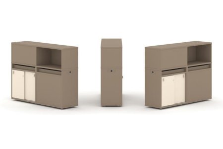 Тумба двойная + низкая надставка ES.NB.2N-19 (1500х410х1135) (Латте/Сатин)