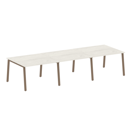 Стол для переговоров (3 столешницы) на А-образном м/к Metal System Style БА.ПРГ-3.2 3600x1235x750 (Дуб наварра/Мокко металл)