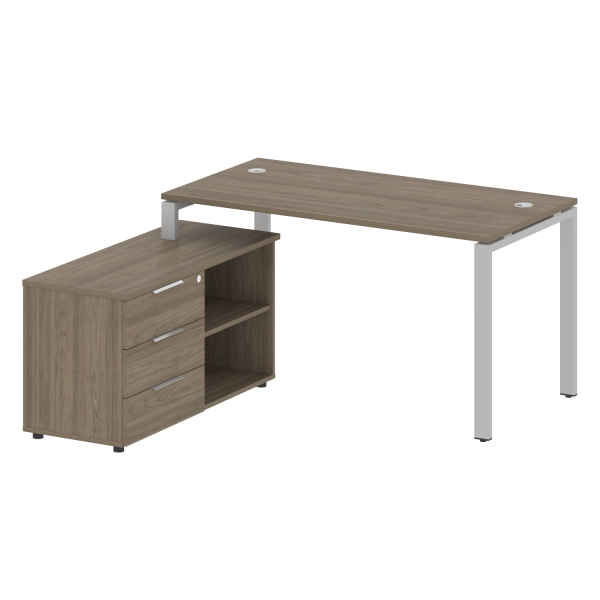 Рабочая станция с опорной тумбой левая Metal System Style БП.РС-СТС-2.3 Л 1500x1520x750 (Вяз/Серый металл) Рабочая станция с опорной тумбой левая Metal System Style БП.РС-СТС-2.3 Л 1500x1520x750 (Вяз/Серый металл)