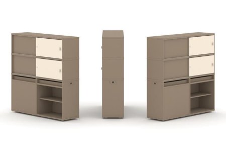 Тумба двойная + высокая надставка ES.NB.2V-22 (1500х410х1520) (Латте/Сатин)